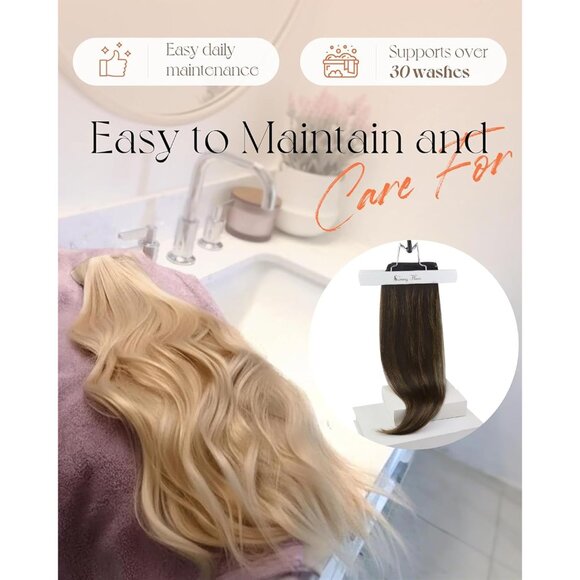 Clip in Hair Extensions Human Hair 18 Inch Straight Balayage Dark Brown - Picture 5 of 9